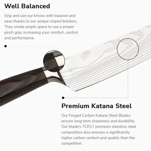 Premium Japanese Knife Set Chefs Knives - Picture 8 of 16